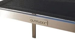 OUTFLEXX Stuhl, schwarz, Edelstahl/Textilene, padded, Armlehnen aus Teakholz, 62x56,5x86cm