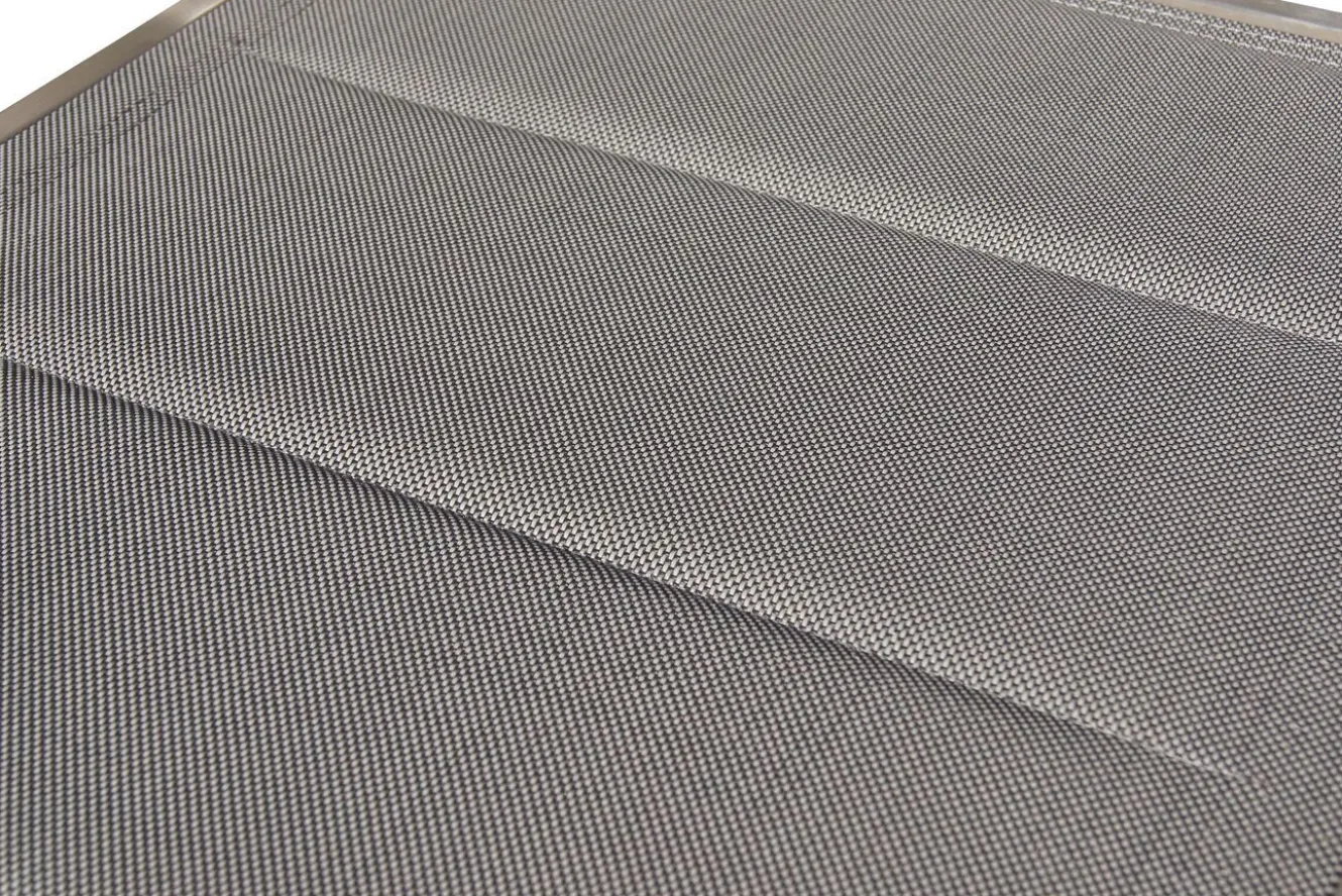 OUTFLEXX Stuhl, silber, Edelstahl/Textilene, padded, Armlehnen aus Teakholz, 62x56,5x86cm
