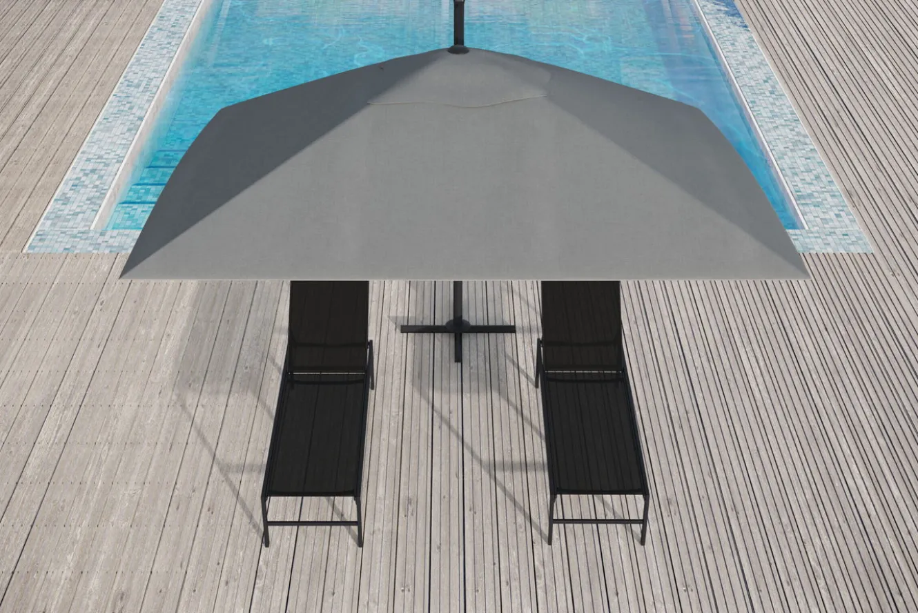 OUTFLEXX Sydney Ampelschirm, anthrazit/grau, Alu/Polyester, 350 x 350 cm, inkl. Plattenständer