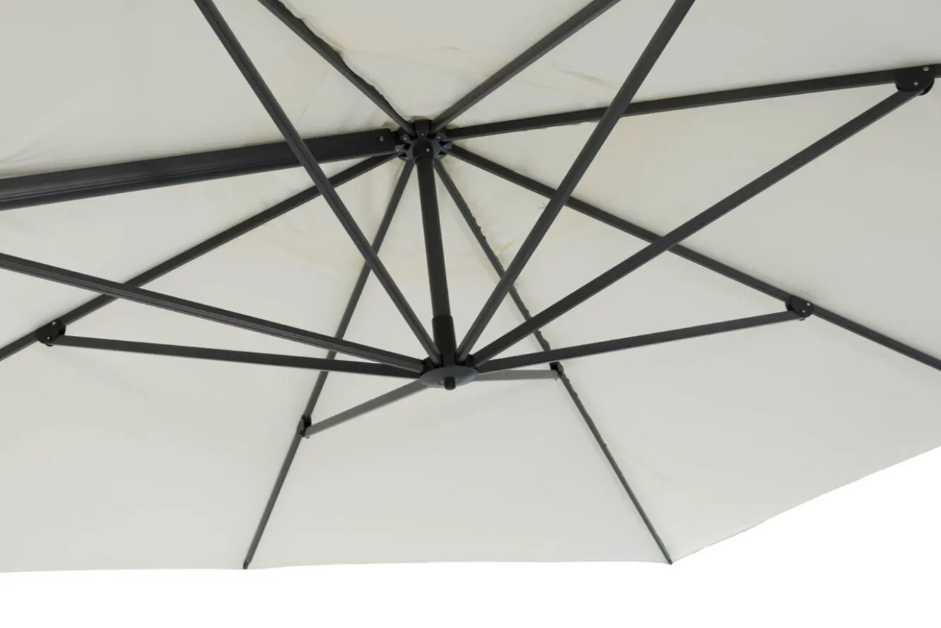 OUTFLEXX Sydney Ampelschirm, anthrazit/creme, Alu/Polyester, 350 x 350 cm, inkl. Plattenständer
