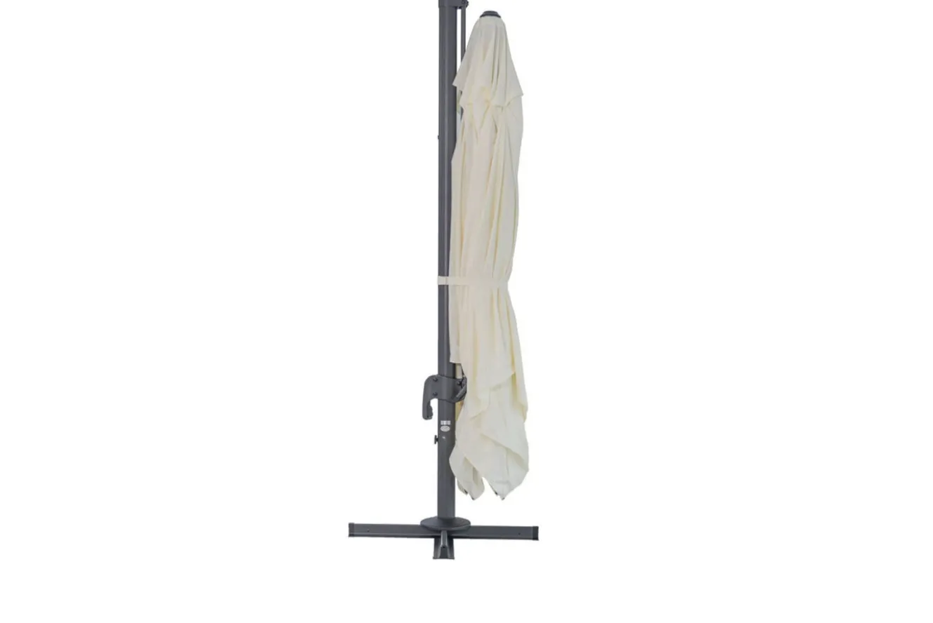OUTFLEXX Sydney Ampelschirm, anthrazit/creme, Alu/Polyester, 350 x 350 cm, inkl. Plattenständer
