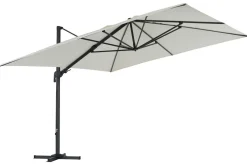 OUTFLEXX Sydney Ampelschirm, anthrazit/creme, Alu/Polyester, 350 x 350 cm, inkl. Plattenständer