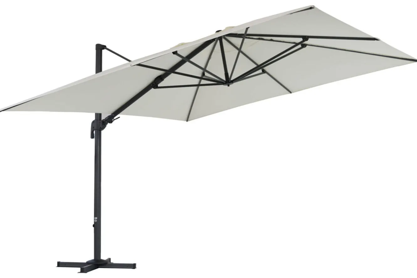 OUTFLEXX Sydney Ampelschirm, anthrazit/creme, Alu/Polyester, 350 x 350 cm, inkl. Plattenständer