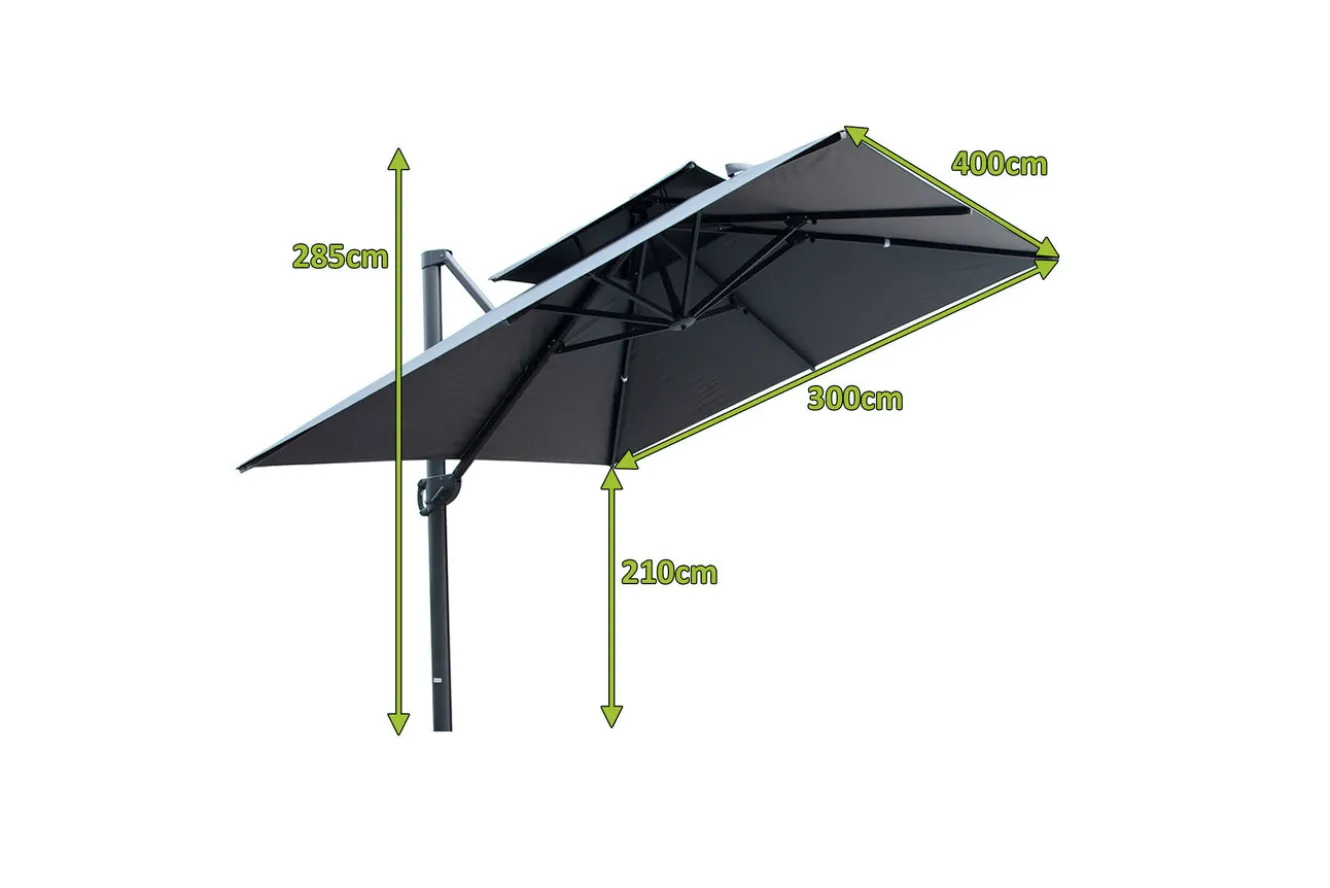 OUTFLEXX Sydney Ampelschirm, anthrazit, Aluminium/Polyester, 400 x 300 cm