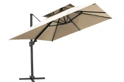 OUTFLEXX Sydney Ampelschirm, Doppeldach, weiß/creme, Alu/Polyester, 300 x 300 cm, inkl. Kreuzständer