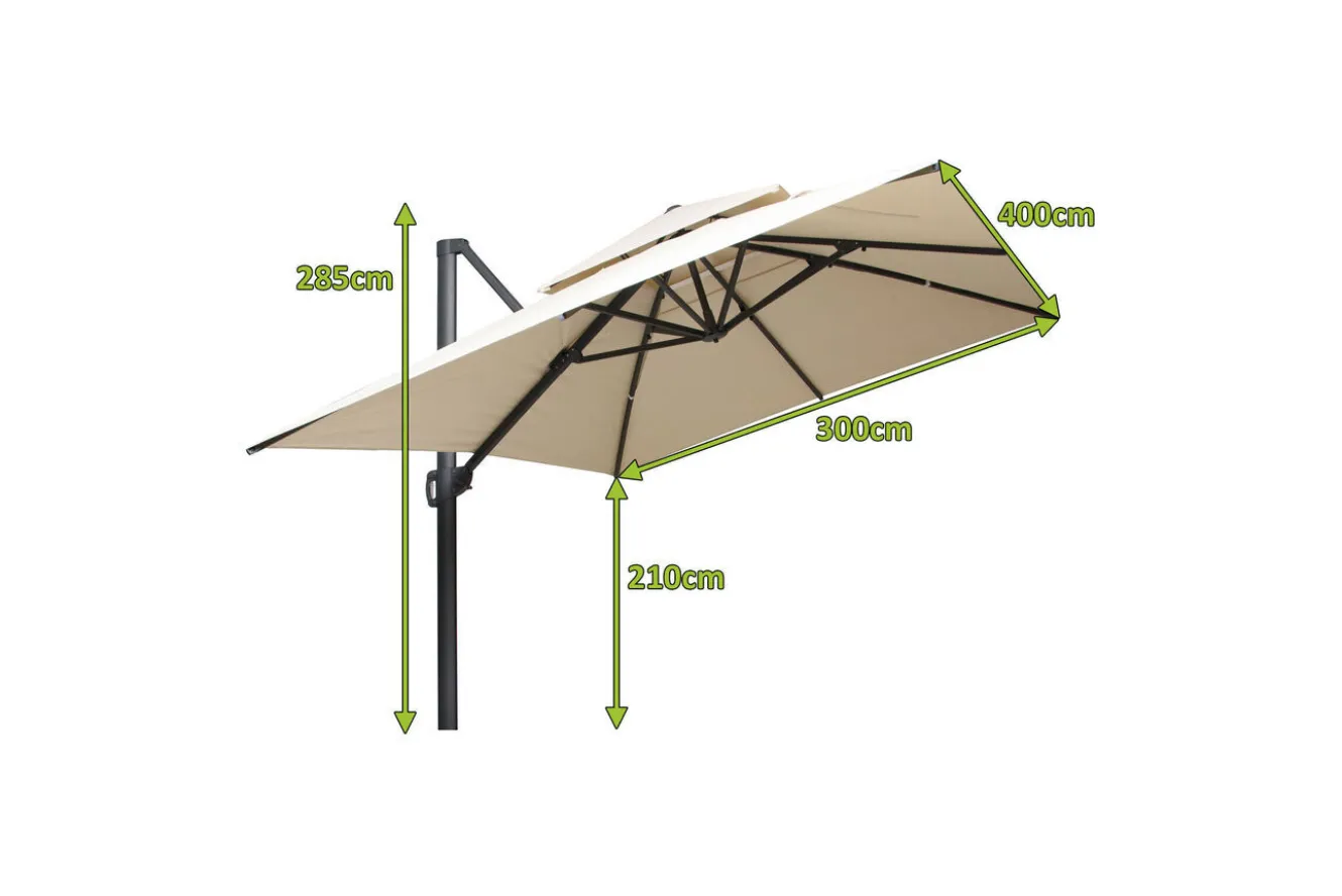 OUTFLEXX Sydney Ampelschirm, anthrazit/creme, Aluminium/Polyester, 400 x 300 cm