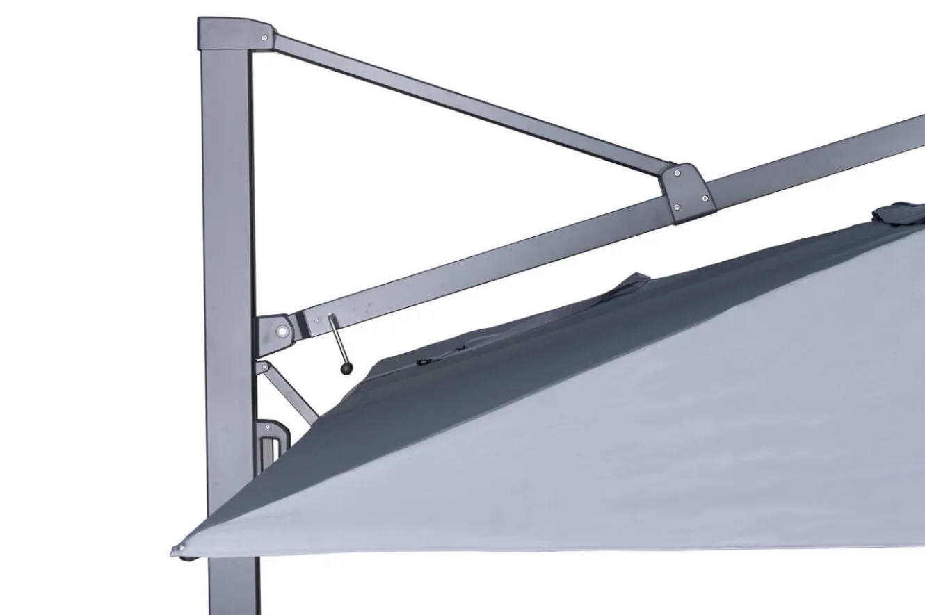 OUTFLEXX Sydney Ampelschirm, anthrazit matt/grau, Alu/Polyester,350 x 350 cm, mit Air-Vent System, inkl. Schirmständer