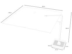 OUTFLEXX Sydney Ampelschirm, anthrazit matt/grau, Alu/Polyester,350 x 350 cm, mit Air-Vent System, inkl. Schirmständer
