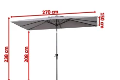 OUTFLEXX Sydney Mittelstockschirm, anthrazit, pulverbesch. Aluminium/Polyester PA-beschichtet, 270 x 150 cm