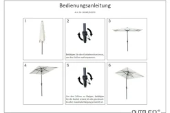 OUTFLEXX Sydney Mittelstockschirm, anthrazit/creme, pulverbesch. Aluminium/Polyester PA-beschichtet, 270 x 150 cm
