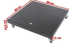 OUTFLEXX Sydney Schirmständer, Granit, 80x80x16,5cm, 120kg, mit Lenkrollen