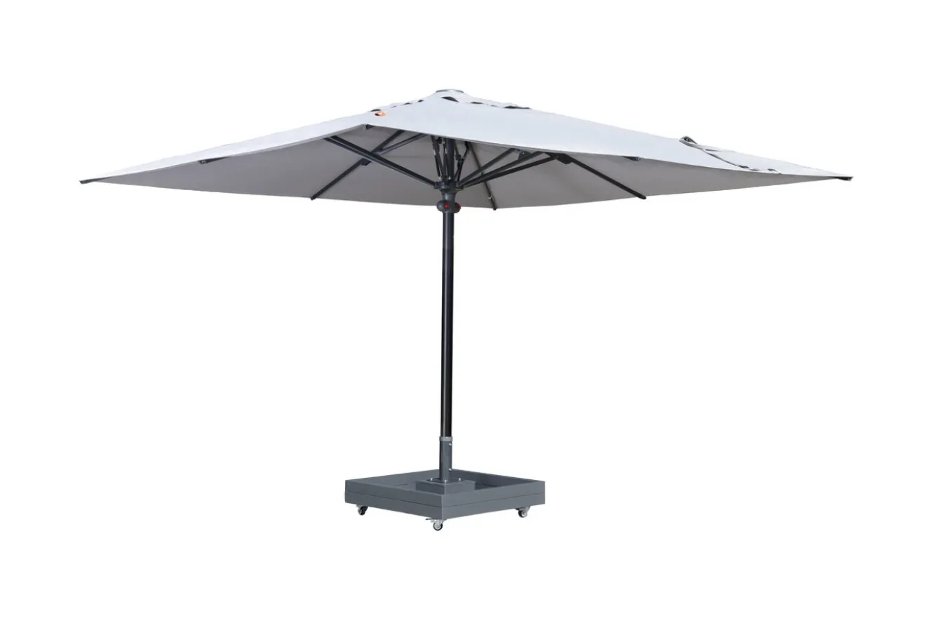 OUTFLEXX Sydney Sonnenschirm, grau, Aluminium, 400 x 400 cm, mit Air-Vent System, UV-Schutz, pulverbeschichtet, inkl. befüllbarem Schirmständer