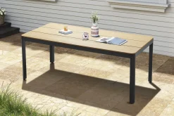 OUTFLEXX Tallinn Garten-Essgruppe, 8 Personen, Tisch 200x90 cm, Alu/Holzimitat, anthrazit/natur