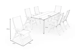 OUTFLEXX Tallinn Garten-Essgruppe, 6 Personen, Tisch 200 x 90 cm, Aluminium/Holzimitat