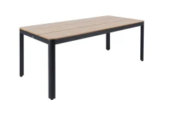 OUTFLEXX Tallinn Gartentisch, natur/schwarz, Alu/Holzimitat, 200 x 90 cm