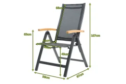 OUTFLEXX Tallinn Klappstuhl, anthrazit matt, Alu/Holzimitat, 67 x 58 x 107 cm