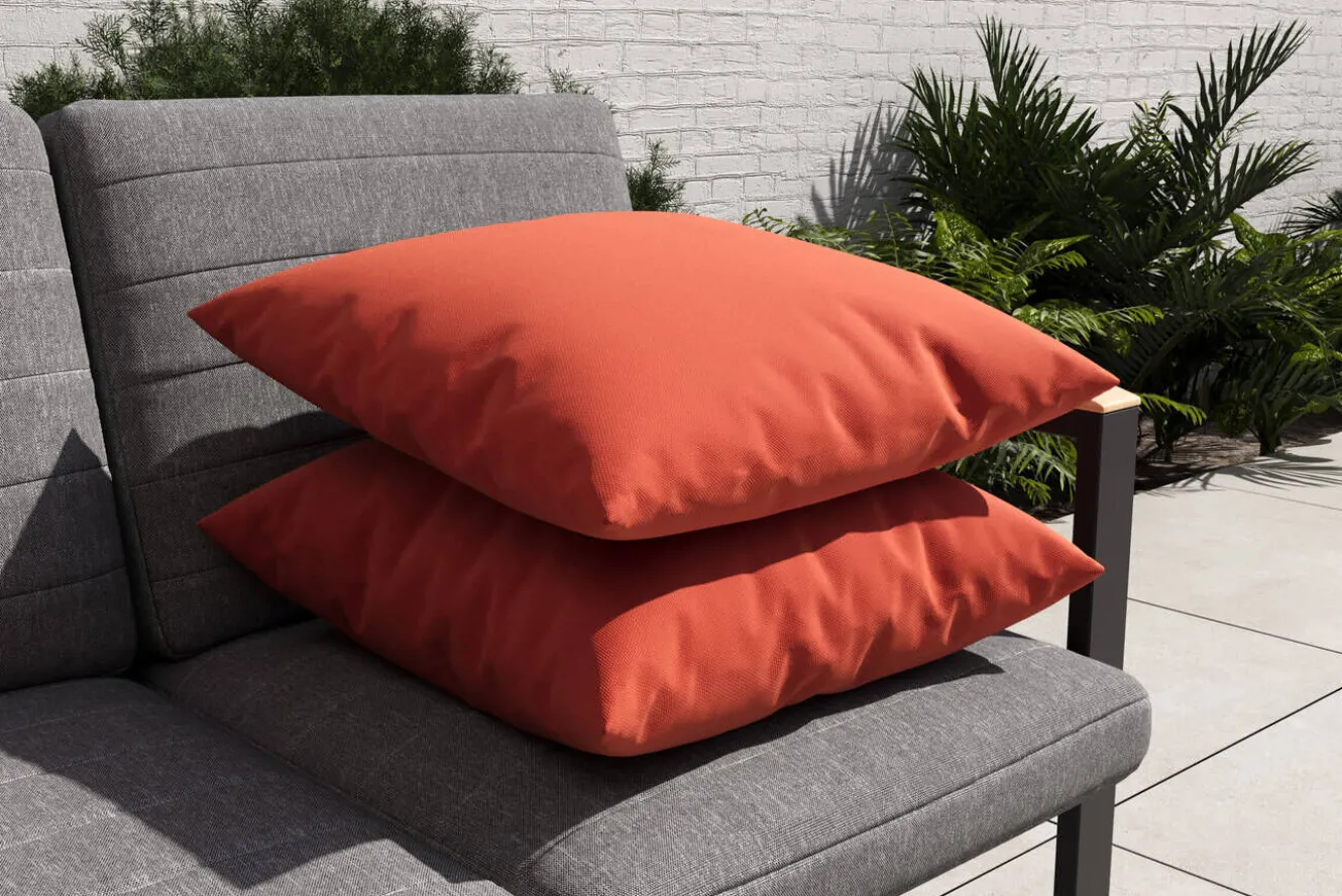 OUTFLEXX Tampere Dekokissen, orange, 100% Polyacryl, 45 x 45 cm, Premium 2er-Set