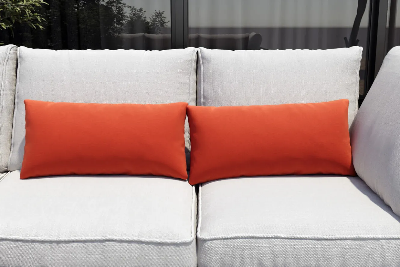 OUTFLEXX Tampere Dekokissen, orange, 100% Polyacryl, 30 x 60 cm, Premium 2er-Set
