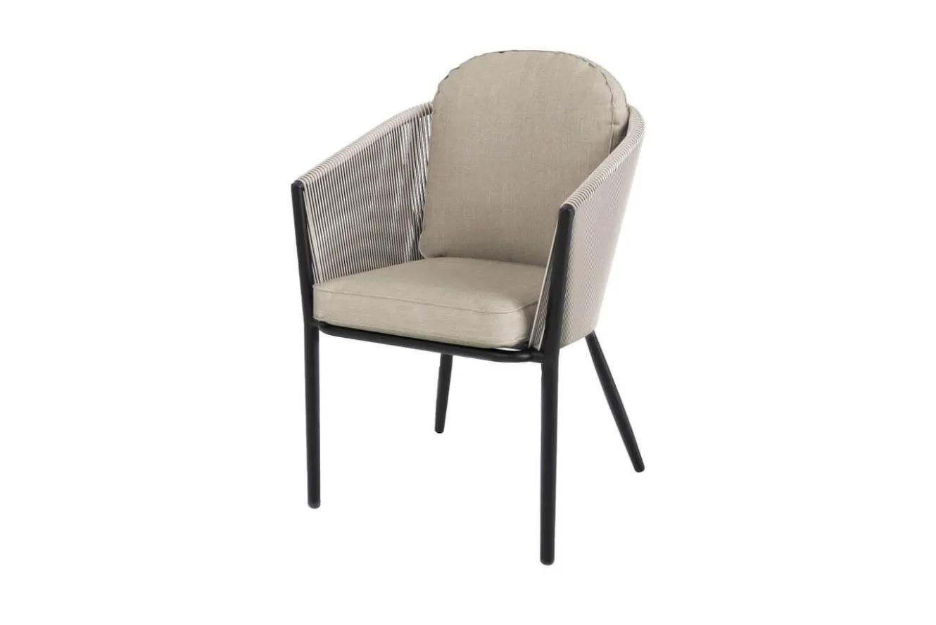 OUTFLEXX Tavio Dining Sessel, hellgrau/beige, Alu/Rope-Geflecht, 58 x 61 x 80 cm, inkl. Kissen