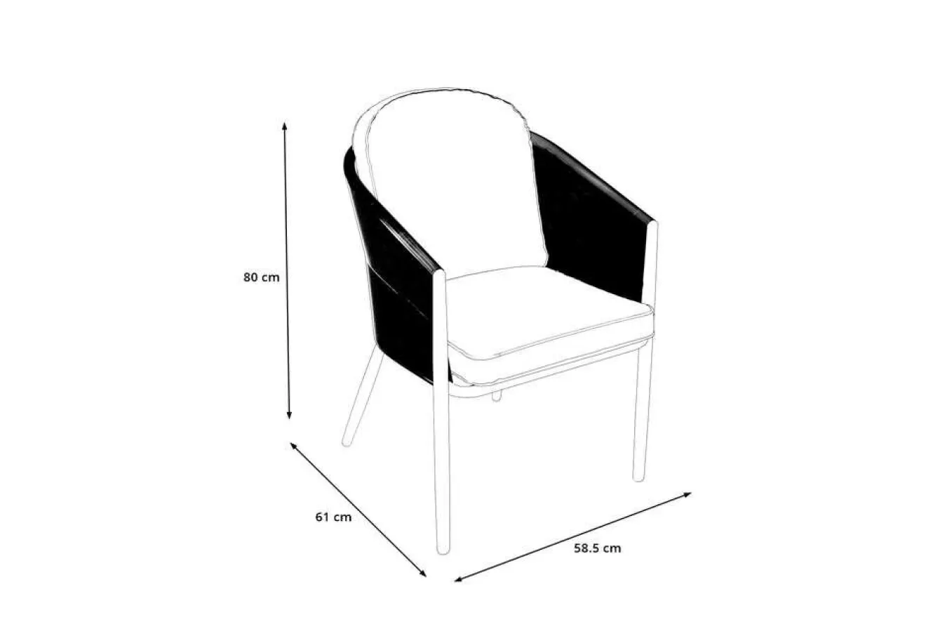 OUTFLEXX Tavio Dining Sessel, grün/anthrazit, Alu/Rope-Geflecht, 58 x 61 x 80 cm, inkl. Kissen