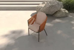 OUTFLEXX Tavio Dining Sessel, orange-anthrazit, Alu/Rope-Geflecht, 58 x 61 x 80 cm, inkl. Kissen