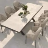 OUTFLEXX Tavio Garten-Essgruppe schwarz/beige, Alu/Steinimitat/Rope-Geflecht, Tisch 200/260 x 100 cm, 6 Diningsessel, ausziehbar
