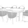 OUTFLEXX Tavio Garten-Essgruppe, anthrazit matt/beige, Alu/Rope-Geflecht, Tisch 180/240 x 100 cm, 6 Diningsessel