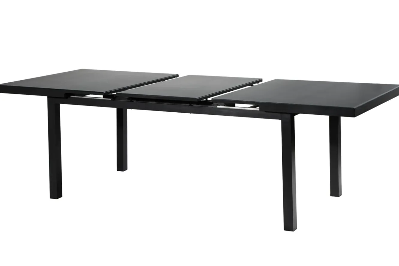OUTFLEXX Tavio Garten-Essgruppe, anthrazit matt/beige, Alu/Rope-Geflecht, Tisch 180/240 x 100 cm, 6 Diningsessel