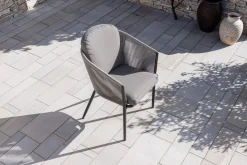 OUTFLEXX Tavio Garten-Essgruppe, schwarz/dunkelgrau, Alu/Rope/Steinimitat, 200/260 x 103 cm, ausziehbar, 6 Diningsessel