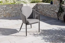 OUTFLEXX Tavio Garten-Essgruppe, schwarz/dunkelgrau, Alu/Rope/Steinimitat, 200/260 x 103 cm, ausziehbar, 6 Diningsessel