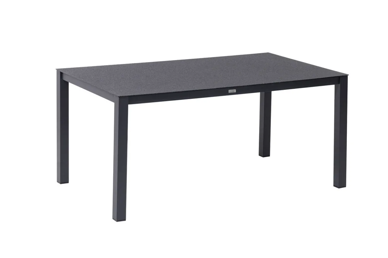 OUTFLEXX Tavio Garten-Essgruppe, anthrazit matt/dunkelgrau, Alu/Rope-Geflecht/Spraystone, 160 x 95 cm, 4 Diningsessel
