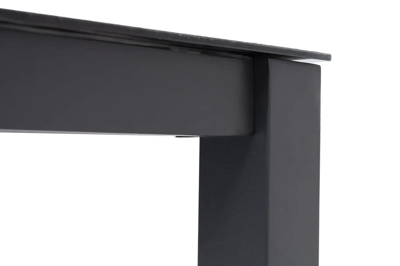 OUTFLEXX Tavio Garten-Essgruppe, anthrazit matt/dunkelgrau, Alu/Rope-Geflecht/Spraystone, 160 x 95 cm, 4 Diningsessel