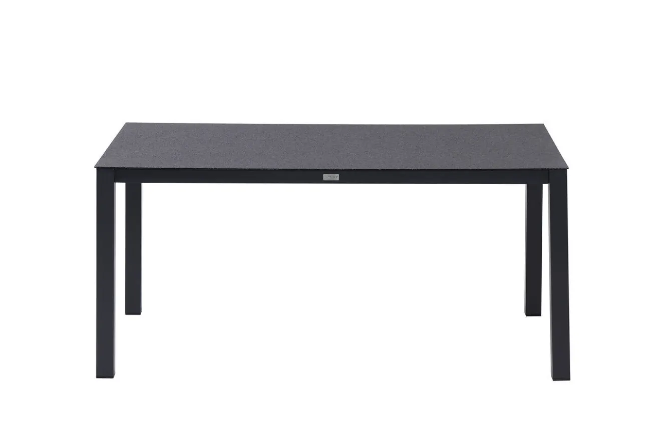 OUTFLEXX Tavio Garten-Essgruppe, anthrazit matt/dunkelgrau, Alu/Rope-Geflecht/Spraystone, 160 x 95 cm, 4 Diningsessel