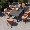 OUTFLEXX Tavio Garten-Essgruppe, anthrazit/orange, Alu/Rope-Geflecht, ausziehbare Tischplatte 180/240 x 100 cm, 6 Diningsessel