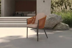 OUTFLEXX Tavio Garten-Essgruppe, anthrazit/orange, Alu/Rope-Geflecht, ausziehbare Tischplatte 180/240 x 100 cm, 6 Diningsessel
