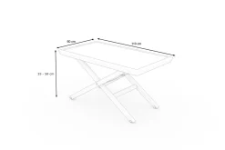 OUTFLEXX Tisch, anthrazit matt, Aluminium, 110 x 60 cm, höhenverstellbar, Tischplatte aus Kristall-Kunststein