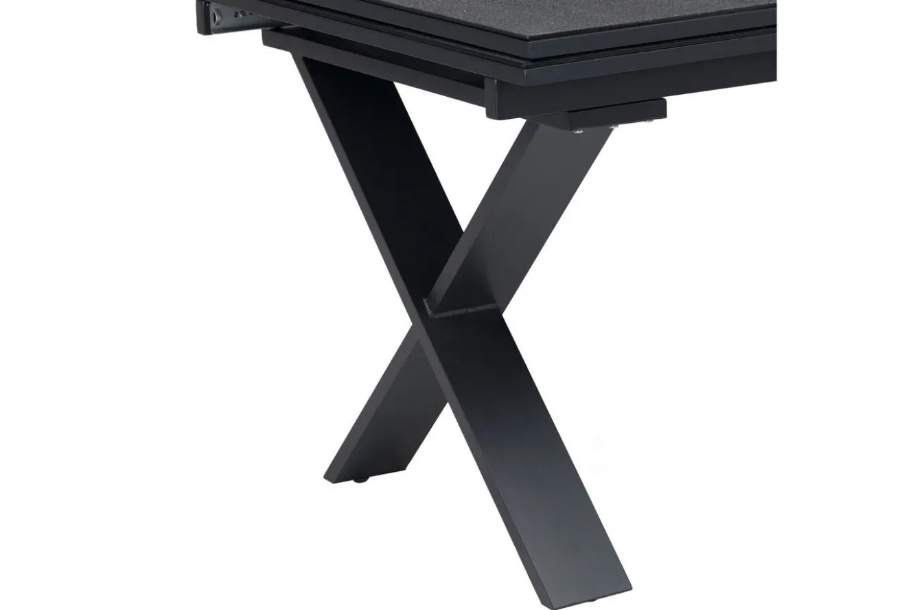 OUTFLEXX Toronto Ausziehtisch, anthrazit matt, Alu/Spraystone, 180/280x100cm, Schubladenauszug