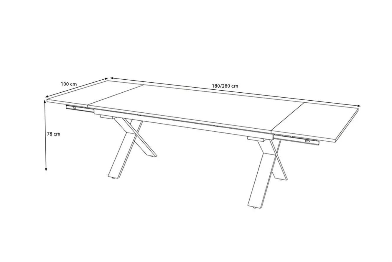 OUTFLEXX Toronto Ausziehtisch, anthrazit matt, Alu/Spraystone, 180/280x100cm, Schubladenauszug