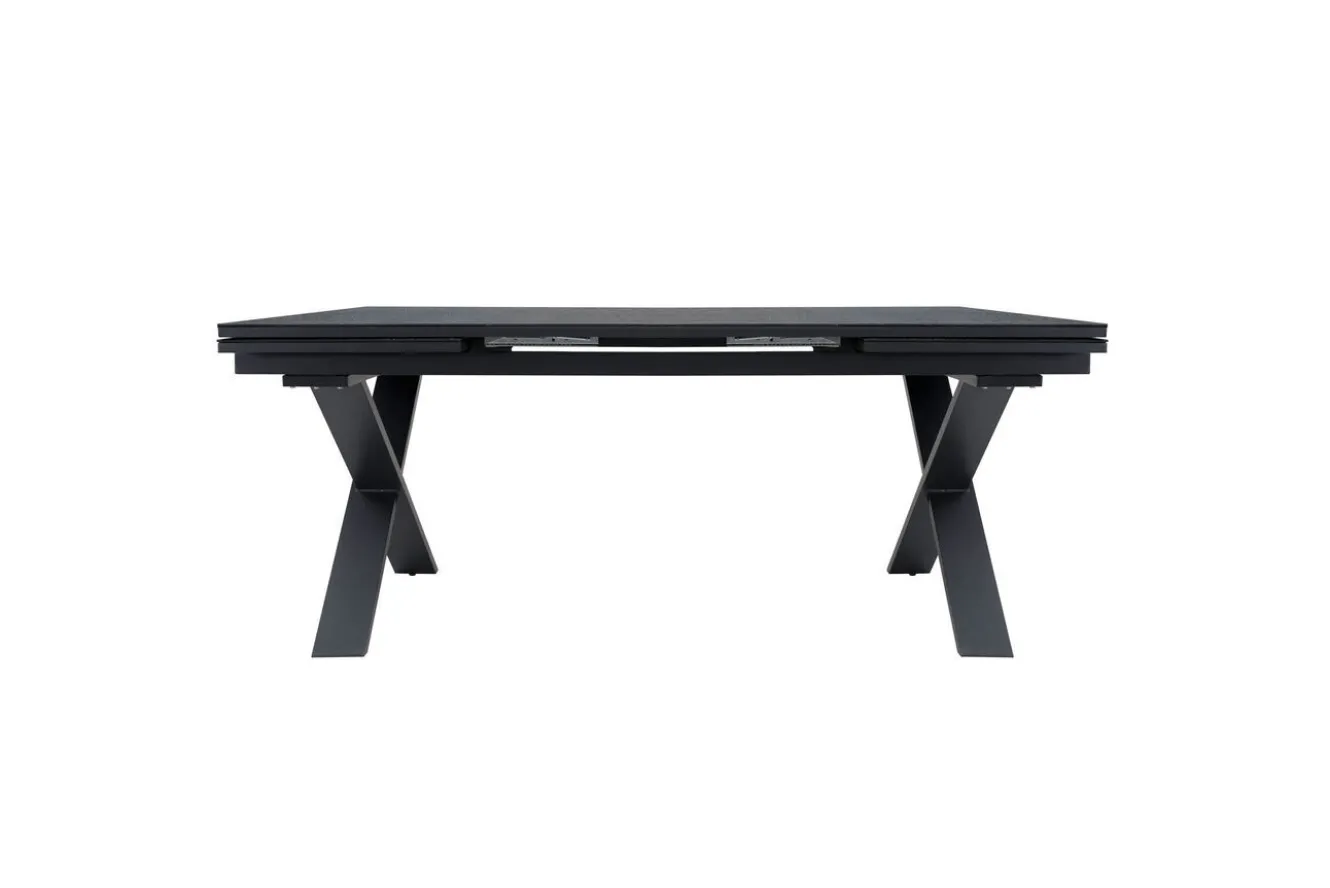 OUTFLEXX Toronto Ausziehtisch, anthrazit matt, Alu/Spraystone, 180/280x100cm, Schubladenauszug