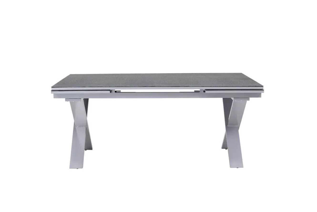 OUTFLEXX Toronto Ausziehtisch, silber, Alu/Spraystone, 180/280x100cm, Schubladenauszug