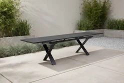 OUTFLEXX Toronto Ausziehtisch, anthrazit, Alu/Spraystone, 180/280x100cm, Schubladenauszug