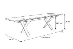 OUTFLEXX Toronto Ausziehtisch, anthrazit, Alu/Spraystone, 180/280x100cm, Schubladenauszug