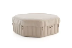 OUTFLEXX Tulum Whirlpool, beige/weiß, PVC laminiert, ⌀ 195 x 65 cm, aufblasbar, mit Massagedüsen, integriertes Ablassventil, UV-beständig