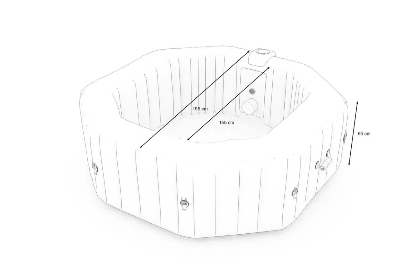 OUTFLEXX Tulum Whirlpool, beige/weiß, PVC laminiert, ⌀ 195 x 65 cm, aufblasbar, mit Massagedüsen, integriertes Ablassventil, UV-beständig