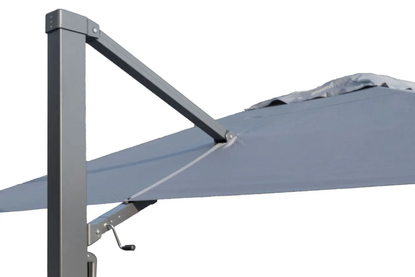 OUTFLEXX Ultimate XL Ampelschirm, 450 x 450 cm, UV-Schutz 80+, 360° drehbar, inkl. Schirmständer, Spuncrylic®