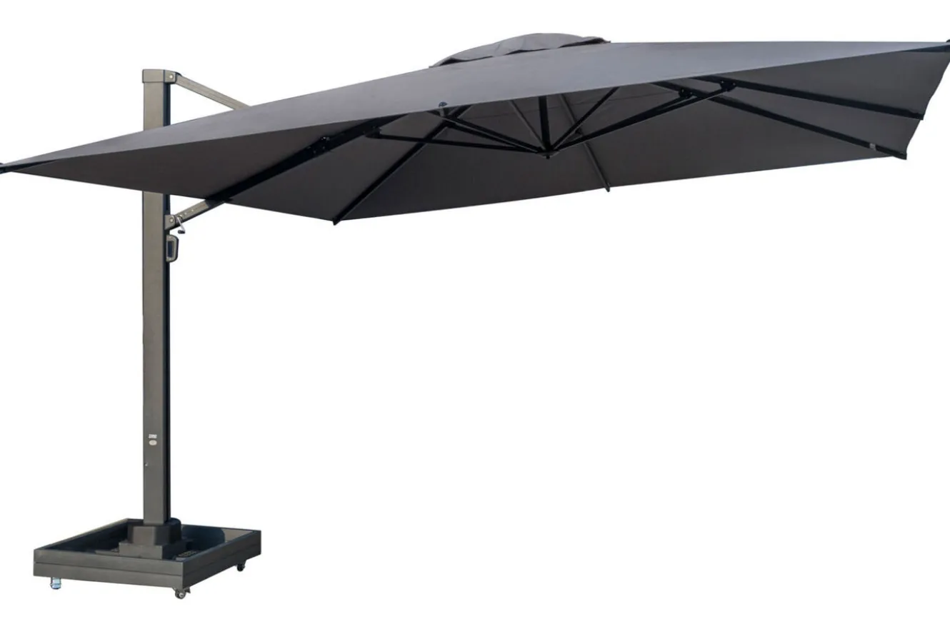 OUTFLEXX Ultimate XL Ampelschirm, 450 x 450 cm, UV-Schutz 80+, 360° drehbar, inkl. Schirmständer, Spuncrylic®