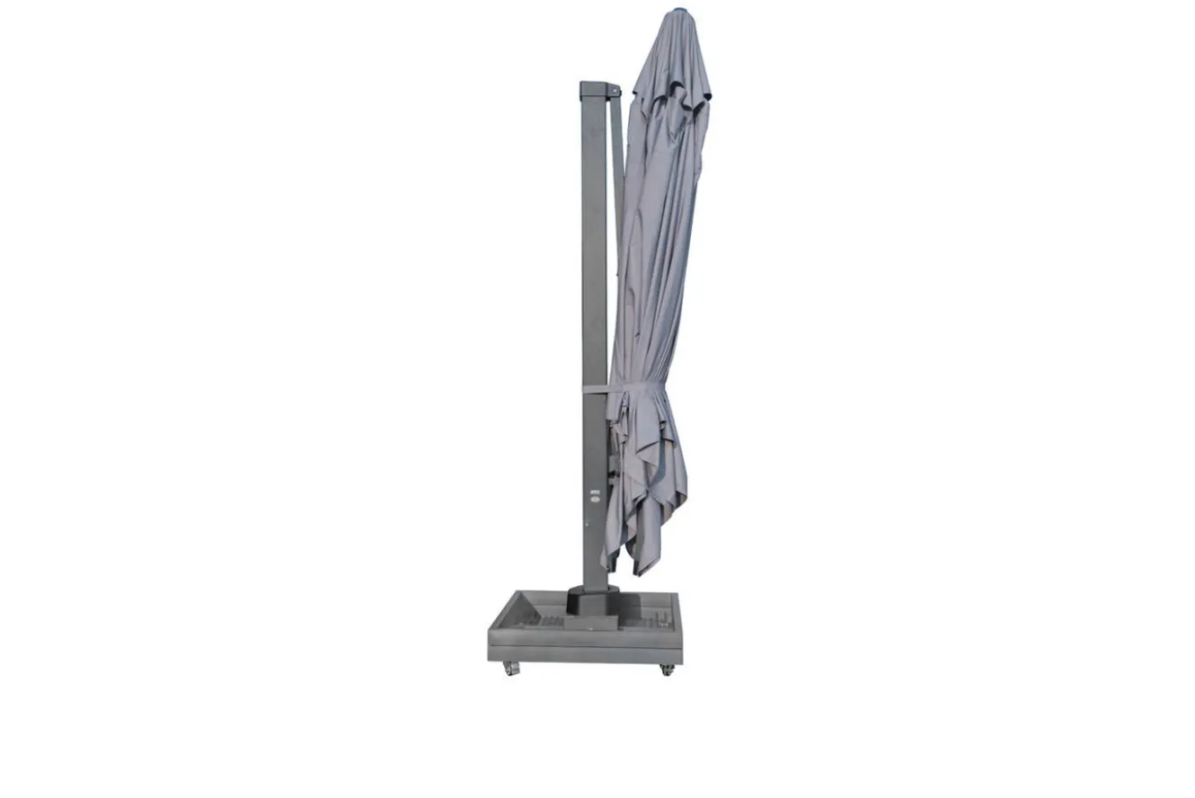 OUTFLEXX Ultimate XL Ampelschirm, 450 x 450 cm, UV-Schutz 80+, 360° drehbar, inkl. Schirmständer, Spuncrylic®