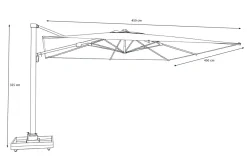 OUTFLEXX Ultimate XL Ampelschirm, 450 x 450 cm, UV-Schutz 80+, 360° drehbar, inkl. Schirmständer, Spuncrylic®
