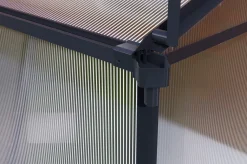 OUTFLEXX Verde Basic Gewächshaus, schwarzer Rahmen, Aluminium/Polycarbonat, 130x183x190 cm, pulverbeschichtet, UV-geschützt, mit Schiebetür