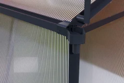 OUTFLEXX Verde Basic Gewächshaus, schwarzer Rahmen, Aluminium/Polycarbonat, 130x183x190 cm, pulverbeschichtet, UV-geschützt, mit Schiebetür